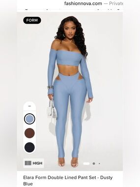 Women’s Fashion Nova Off-Shoulder Long Sleeve Crop top 2 piece set in Light Blue